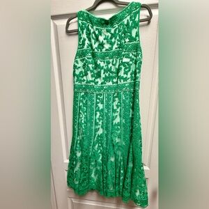 Tadashi Shoji Green Lace Midi Dress